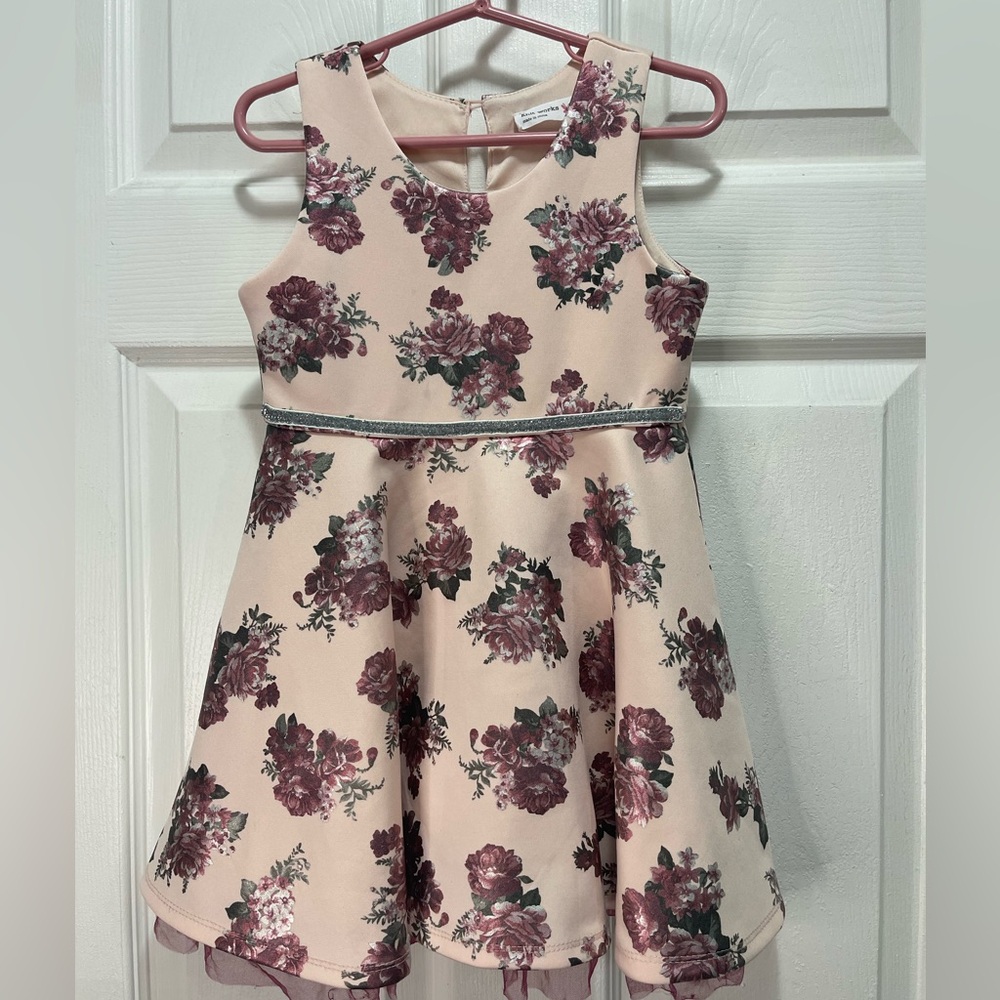 KnitWorks Toddler Dress Pink with Floral 3T